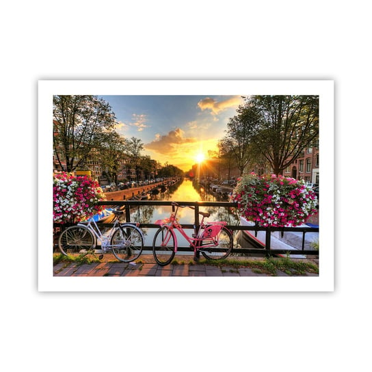Obraz - Plakat - Wiosenny poranek w Amsterdamie - 70x50cm - Miasto Amsterdam Architektura - Nowoczesny modny obraz Plakat bez ramy do Salonu Sypialni ARTTOR ARTTOR