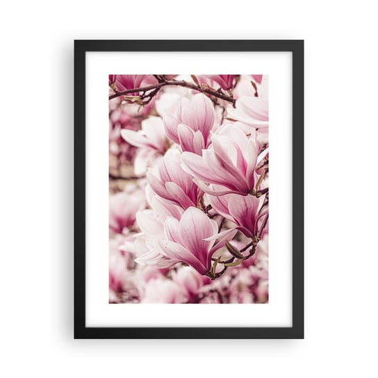 Obraz - Plakat - Wiosna jest różowa - 30x40cm - Magnolia Kwiat Jasny - Foto Plakaty na ścianę w czarnej ramie - Plakat do Salonu Sypialni ARTTOR ARTTOR
