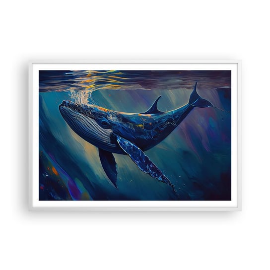 Obraz - Plakat - Witaj w moim świecie - 100x70cm - Wieloryb Ocean Podwodny - Foto Plakaty w ramie koloru białego do Salonu Sypialni ARTTOR ARTTOR