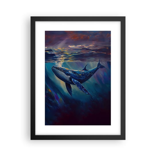 Obraz - Plakat - Witaj w moim świecie - 30x40cm - Wieloryb Ocean Podwodny - Foto Plakaty na ścianę w czarnej ramie - Plakat do Salonu Sypialni ARTTOR ARTTOR