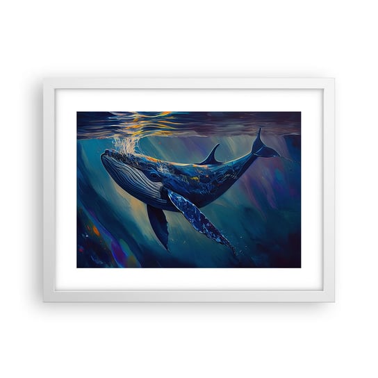 Obraz - Plakat - Witaj w moim świecie - 40x30cm - Wieloryb Ocean Podwodny - Foto Plakaty na ścianę w ramie białej - Plakat do Salonu Sypialni ARTTOR ARTTOR