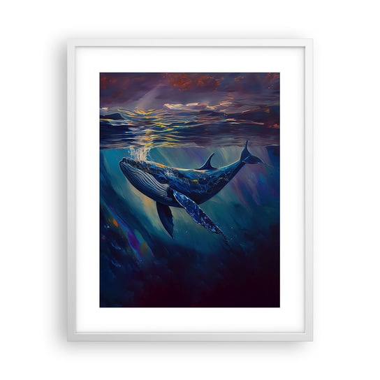 Obraz - Plakat - Witaj w moim świecie - 40x50cm - Wieloryb Ocean Podwodny - Foto Plakaty w ramie koloru białego do Salonu Sypialni ARTTOR ARTTOR