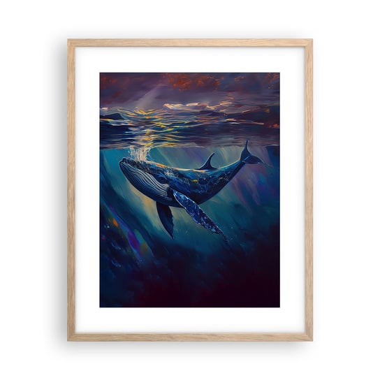 Obraz - Plakat - Witaj w moim świecie - 40x50cm - Wieloryb Ocean Podwodny - Foto Plakaty w ramie koloru jasny dąb do Salonu Sypialni ARTTOR ARTTOR
