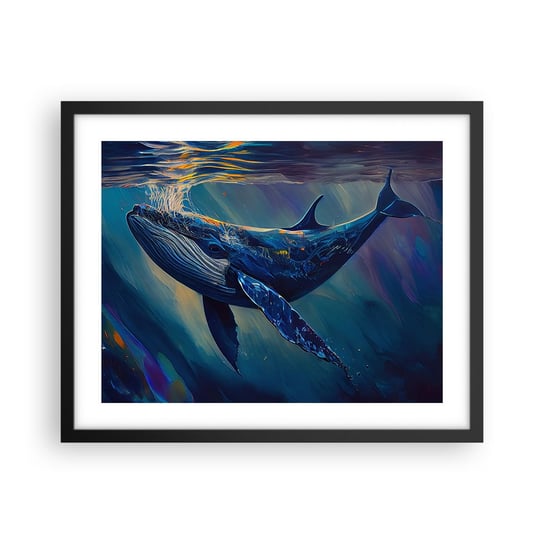 Obraz - Plakat - Witaj w moim świecie - 50x40cm - Wieloryb Ocean Podwodny - Foto Plakaty w ramie koloru czarnego do Salonu Sypialni ARTTOR ARTTOR