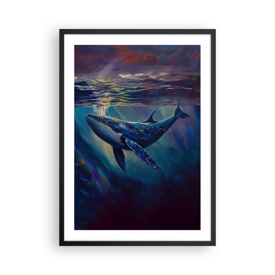 Obraz - Plakat - Witaj w moim świecie - 50x70cm - Wieloryb Ocean Podwodny - Nowoczesny modny obraz Plakat czarna rama ARTTOR ARTTOR