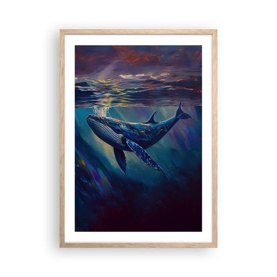 Obraz - Plakat - Witaj w moim świecie - 50x70cm - Wieloryb Ocean Podwodny - Nowoczesny modny obraz Plakat rama jasny dąb ARTTOR ARTTOR