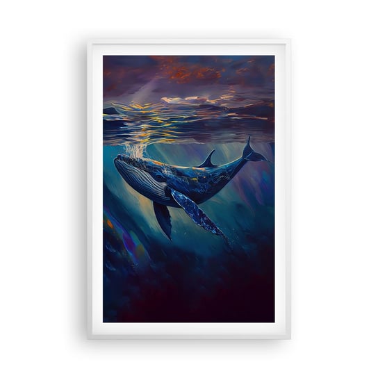 Obraz - Plakat - Witaj w moim świecie - 61x91cm - Wieloryb Ocean Podwodny - Foto Plakaty na ścianę w ramie białej - Plakat do Salonu Sypialni ARTTOR ARTTOR