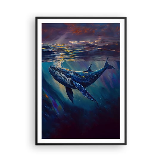 Obraz - Plakat - Witaj w moim świecie - 70x100cm - Wieloryb Ocean Podwodny - Foto Plakaty w ramie koloru czarnego do Salonu Sypialni ARTTOR ARTTOR