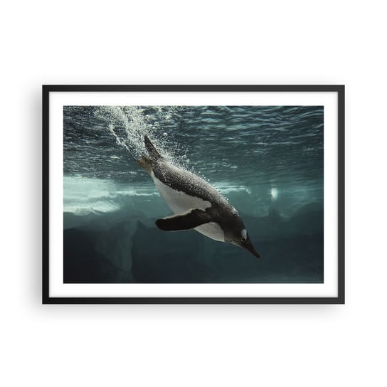 Obraz - Plakat - Witaj w moim świecie - 70x50cm - Pingwin Zwierzęta Natura - Nowoczesny modny obraz Plakat czarna rama ARTTOR ARTTOR