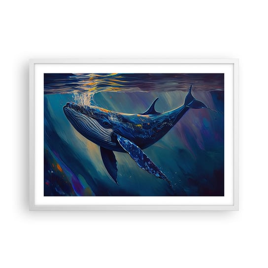 Obraz - Plakat - Witaj w moim świecie - 70x50cm - Wieloryb Ocean Podwodny - Nowoczesny modny obraz Plakat rama biała ARTTOR ARTTOR