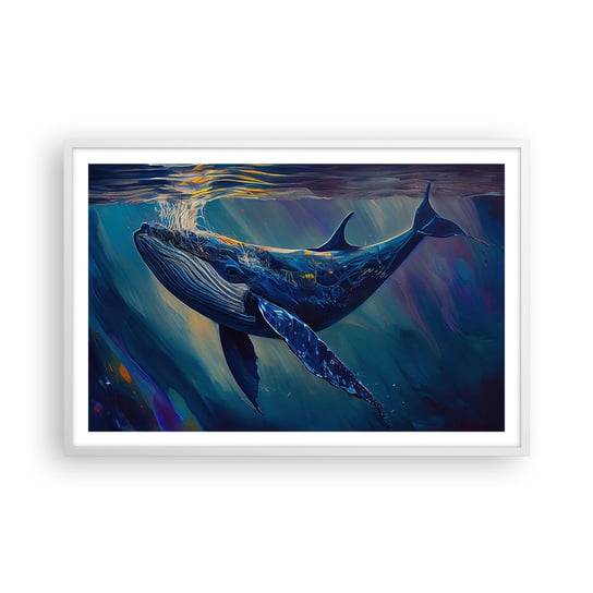 Obraz - Plakat - Witaj w moim świecie - 91x61cm - Wieloryb Ocean Podwodny - Foto Plakaty na ścianę w ramie białej - Plakat do Salonu Sypialni ARTTOR ARTTOR