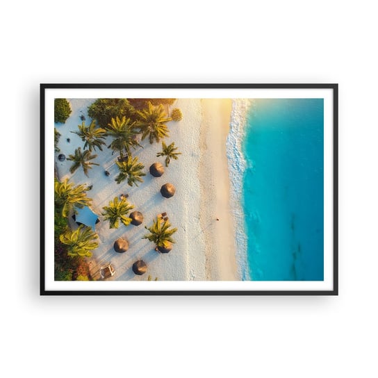 Obraz - Plakat - Witaj w raju - 100x70cm - Plaża Palmy Egzotyka - Foto Plakaty w ramie koloru czarnego do Salonu Sypialni ARTTOR ARTTOR