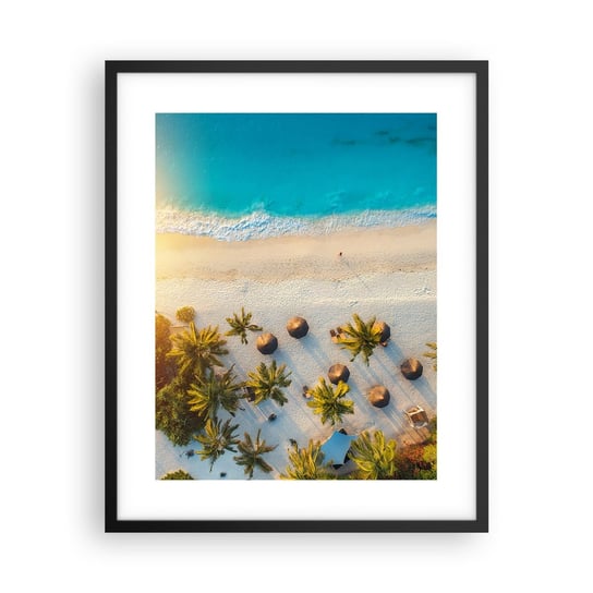 Obraz - Plakat - Witaj w raju - 40x50cm - Plaża Palmy Egzotyka - Foto Plakaty w ramie koloru czarnego do Salonu Sypialni ARTTOR ARTTOR