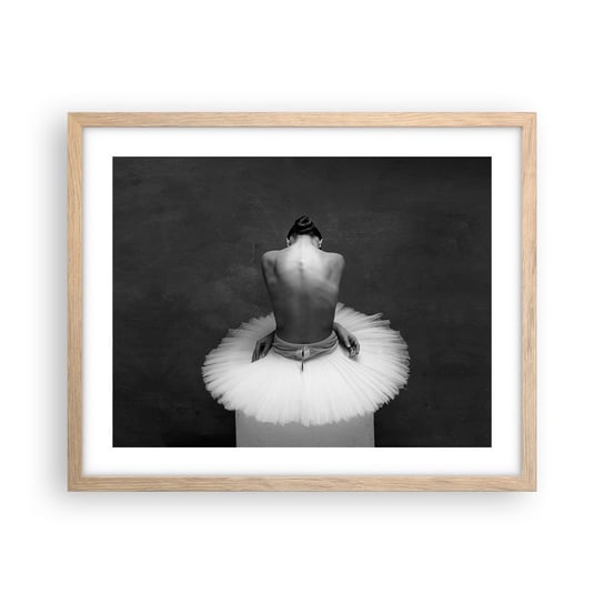 Obraz - Plakat - Właśnie rozkwita - 50x40cm - Baletnica Taniec Balet - Foto Plakaty w ramie koloru jasny dąb do Salonu Sypialni ARTTOR ARTTOR