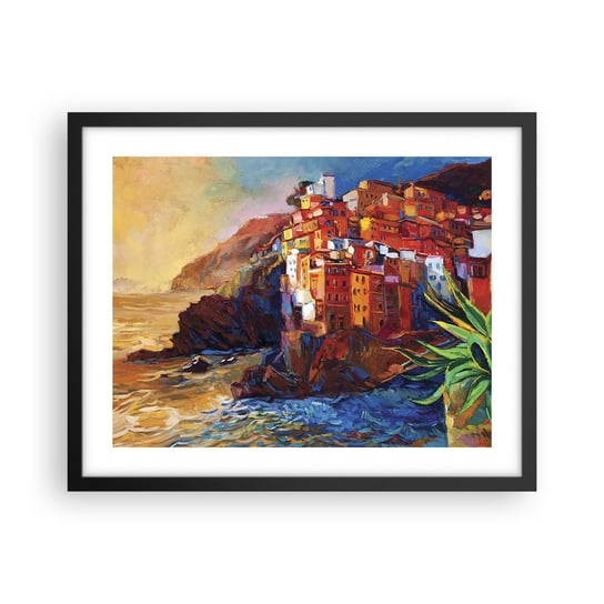 Obraz - Plakat - Włoskie klimaty - 50x40cm - Krajobraz Architektura Morskie Wybrzeże - Foto Plakaty w ramie koloru czarnego do Salonu Sypialni ARTTOR ARTTOR