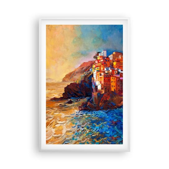 Obraz - Plakat - Włoskie klimaty - 61x91cm - Krajobraz Architektura Morskie Wybrzeże - Foto Plakaty na ścianę w ramie białej - Plakat do Salonu Sypialni ARTTOR ARTTOR