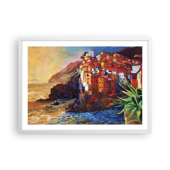 Obraz - Plakat - Włoskie klimaty - 70x50cm - Krajobraz Architektura Morskie Wybrzeże - Nowoczesny modny obraz Plakat rama biała ARTTOR ARTTOR