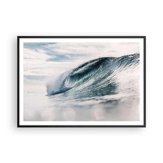 Obraz - Plakat - Wodny szczyt - 100x70cm - Fala Morska Morze Ocean - Foto Plakaty w ramie koloru czarnego do Salonu Sypialni ARTTOR ARTTOR