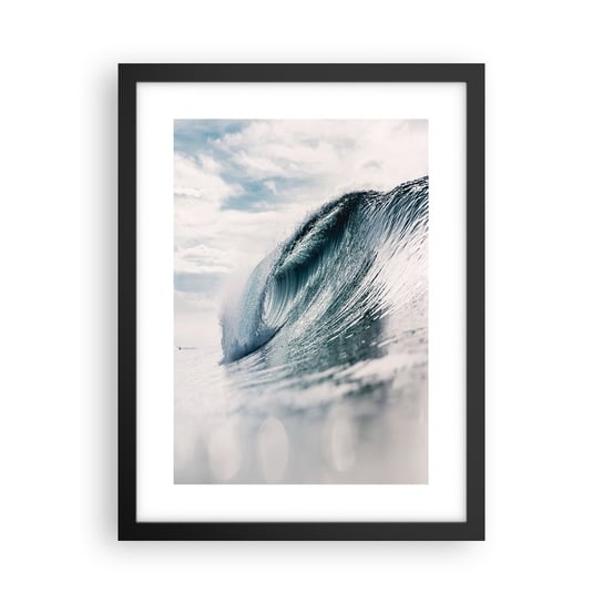 Obraz - Plakat - Wodny szczyt - 30x40cm - Fala Morska Morze Ocean - Foto Plakaty na ścianę w czarnej ramie - Plakat do Salonu Sypialni ARTTOR ARTTOR