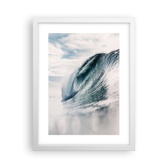 Obraz - Plakat - Wodny szczyt - 30x40cm - Fala Morska Morze Ocean - Foto Plakaty na ścianę w ramie białej - Plakat do Salonu Sypialni ARTTOR ARTTOR
