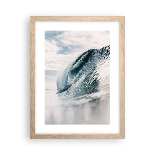Obraz - Plakat - Wodny szczyt - 30x40cm - Fala Morska Morze Ocean - Foto Plakaty na ścianę w ramie jasny dąb - Plakat do Salonu Sypialni ARTTOR ARTTOR