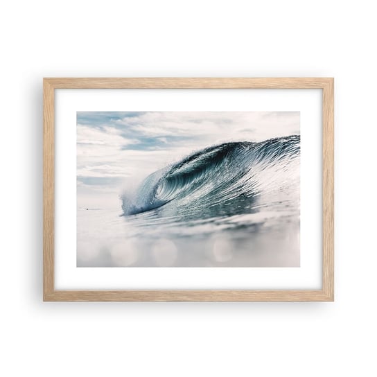 Obraz - Plakat - Wodny szczyt - 40x30cm - Fala Morska Morze Ocean - Foto Plakaty na ścianę w ramie jasny dąb - Plakat do Salonu Sypialni ARTTOR ARTTOR