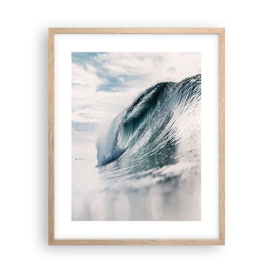 Obraz - Plakat - Wodny szczyt - 40x50cm - Fala Morska Morze Ocean - Foto Plakaty w ramie koloru jasny dąb do Salonu Sypialni ARTTOR ARTTOR