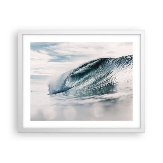 Obraz - Plakat - Wodny szczyt - 50x40cm - Fala Morska Morze Ocean - Foto Plakaty w ramie koloru białego do Salonu Sypialni ARTTOR ARTTOR