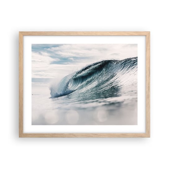 Obraz - Plakat - Wodny szczyt - 50x40cm - Fala Morska Morze Ocean - Foto Plakaty w ramie koloru jasny dąb do Salonu Sypialni ARTTOR ARTTOR