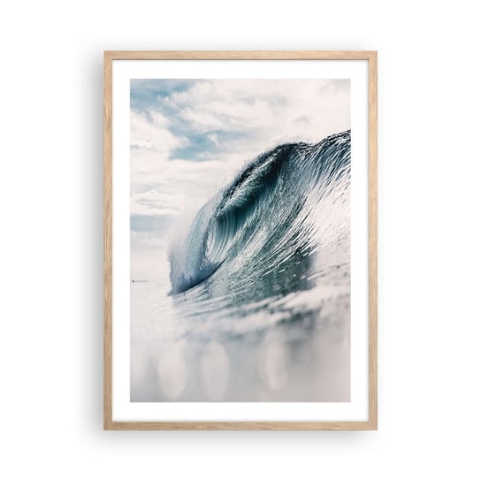 Obraz - Plakat - Wodny szczyt - 50x70cm - Fala Morska Morze Ocean - Nowoczesny modny obraz Plakat rama jasny dąb ARTTOR ARTTOR