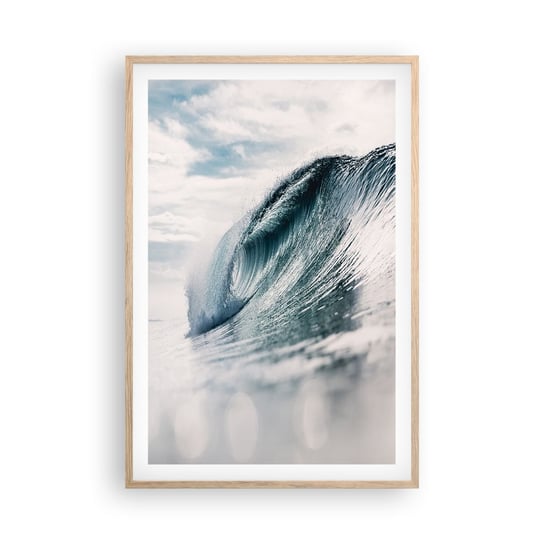 Obraz - Plakat - Wodny szczyt - 61x91cm - Fala Morska Morze Ocean - Foto Plakaty na ścianę w ramie jasny dąb - Plakat do Salonu Sypialni ARTTOR ARTTOR