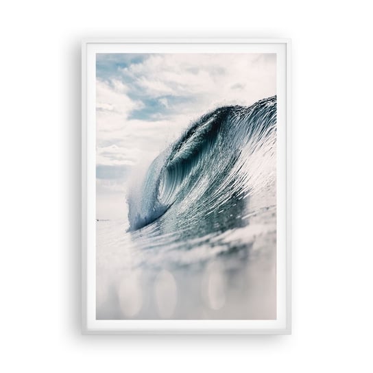 Obraz - Plakat - Wodny szczyt - 70x100cm - Fala Morska Morze Ocean - Foto Plakaty w ramie koloru białego do Salonu Sypialni ARTTOR ARTTOR