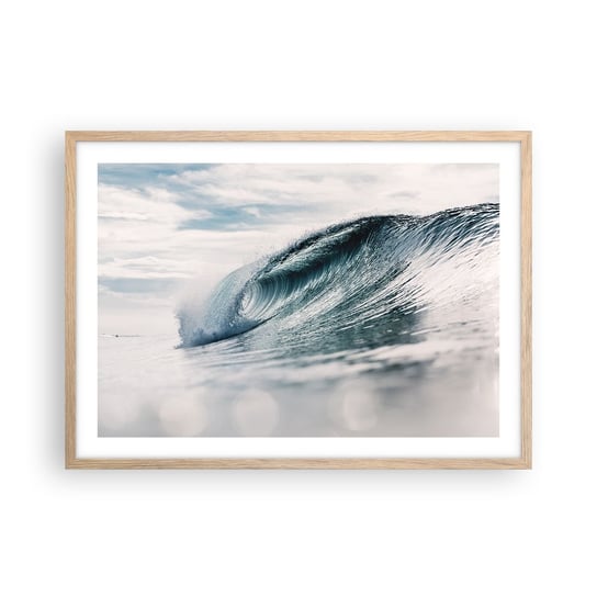 Obraz - Plakat - Wodny szczyt - 70x50cm - Fala Morska Morze Ocean - Nowoczesny modny obraz Plakat rama jasny dąb ARTTOR ARTTOR