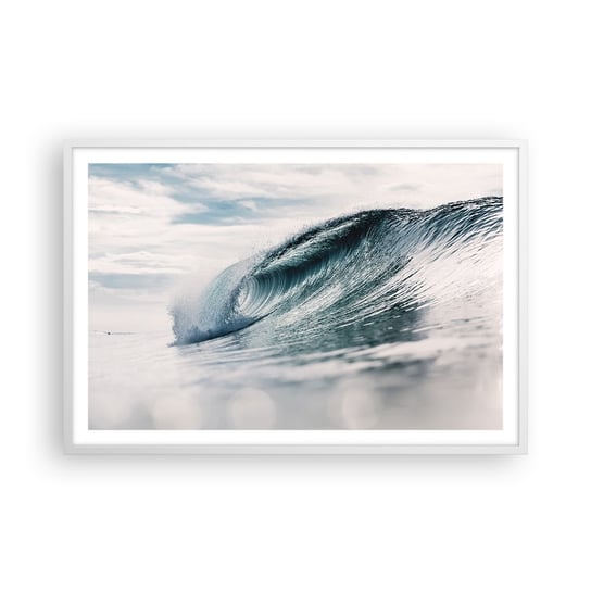 Obraz - Plakat - Wodny szczyt - 91x61cm - Fala Morska Morze Ocean - Foto Plakaty na ścianę w ramie białej - Plakat do Salonu Sypialni ARTTOR ARTTOR