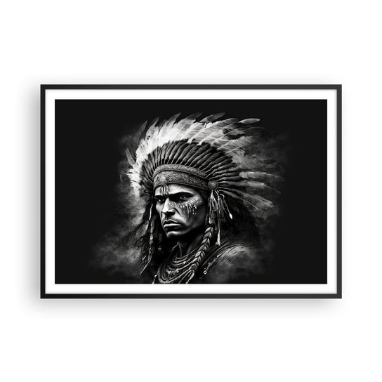 Obraz - Plakat - Wódz i wojownik - 100x70cm - Indianin Plemiona Etniczny - Foto Plakaty w ramie koloru czarnego do Salonu Sypialni ARTTOR ARTTOR