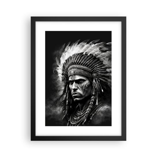 Obraz - Plakat - Wódz i wojownik - 30x40cm - Indianin Plemiona Etniczny - Foto Plakaty na ścianę w czarnej ramie - Plakat do Salonu Sypialni ARTTOR ARTTOR