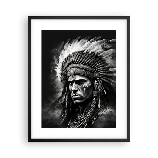 Obraz - Plakat - Wódz i wojownik - 40x50cm - Indianin Plemiona Etniczny - Foto Plakaty w ramie koloru czarnego do Salonu Sypialni ARTTOR ARTTOR