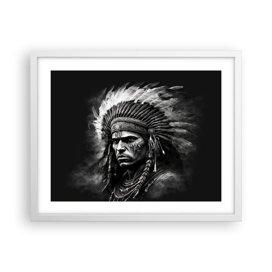 Obraz - Plakat - Wódz i wojownik - 50x40cm - Indianin Plemiona Etniczny - Foto Plakaty w ramie koloru białego do Salonu Sypialni ARTTOR ARTTOR
