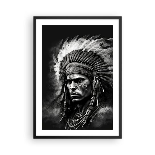 Obraz - Plakat - Wódz i wojownik - 50x70cm - Indianin Plemiona Etniczny - Nowoczesny modny obraz Plakat czarna rama ARTTOR ARTTOR