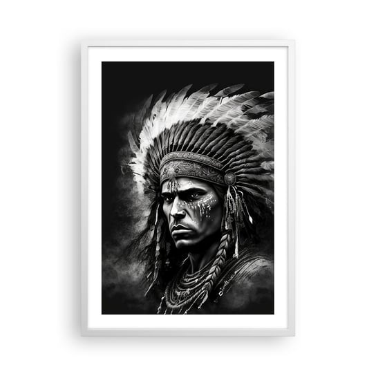 Obraz - Plakat - Wódz i wojownik - 50x70cm - Indianin Plemiona Etniczny - Nowoczesny modny obraz Plakat rama biała ARTTOR ARTTOR