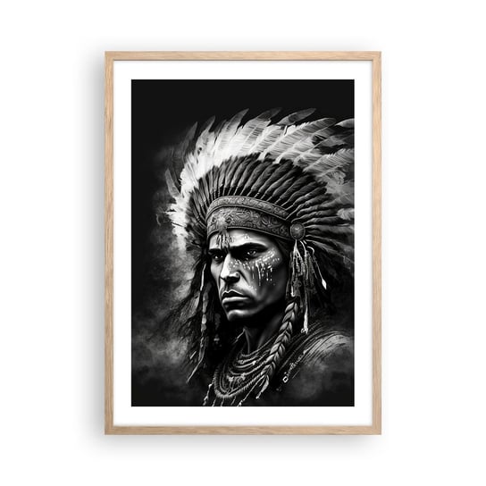 Obraz - Plakat - Wódz i wojownik - 50x70cm - Indianin Plemiona Etniczny - Nowoczesny modny obraz Plakat rama jasny dąb ARTTOR ARTTOR
