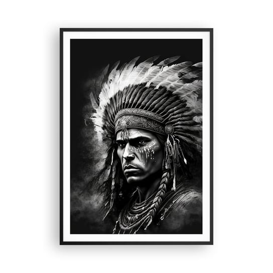 Obraz - Plakat - Wódz i wojownik - 70x100cm - Indianin Plemiona Etniczny - Foto Plakaty w ramie koloru czarnego do Salonu Sypialni ARTTOR ARTTOR