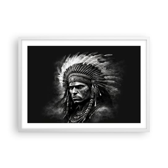 Obraz - Plakat - Wódz i wojownik - 70x50cm - Indianin Plemiona Etniczny - Nowoczesny modny obraz Plakat rama biała ARTTOR ARTTOR