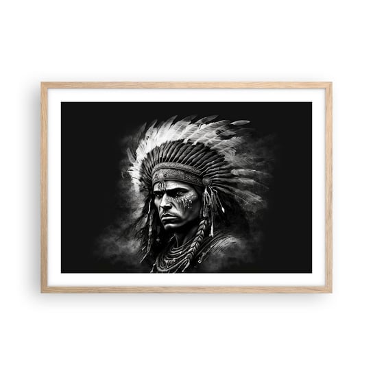 Obraz - Plakat - Wódz i wojownik - 70x50cm - Indianin Plemiona Etniczny - Nowoczesny modny obraz Plakat rama jasny dąb ARTTOR ARTTOR