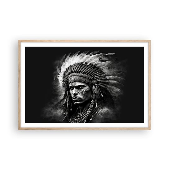 Obraz - Plakat - Wódz i wojownik - 91x61cm - Indianin Plemiona Etniczny - Foto Plakaty na ścianę w ramie jasny dąb - Plakat do Salonu Sypialni ARTTOR ARTTOR