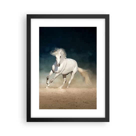 Obraz - Plakat - Wolność w stanie czystym - 30x40cm - Koń Zwierzę Biały - Foto Plakaty na ścianę w czarnej ramie - Plakat do Salonu Sypialni ARTTOR ARTTOR