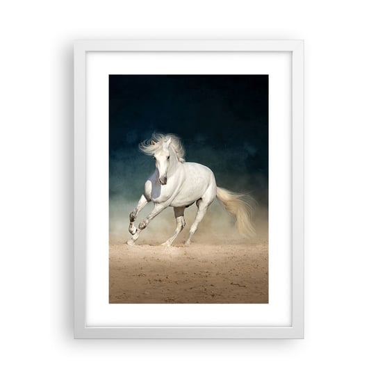 Obraz - Plakat - Wolność w stanie czystym - 30x40cm - Koń Zwierzę Biały - Foto Plakaty na ścianę w ramie białej - Plakat do Salonu Sypialni ARTTOR ARTTOR