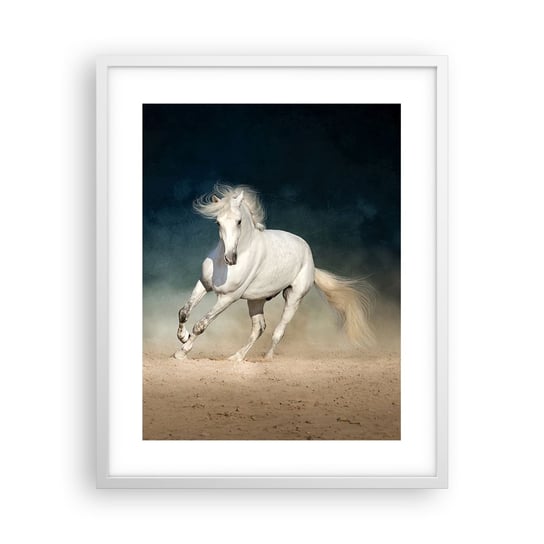 Obraz - Plakat - Wolność w stanie czystym - 40x50cm - Koń Zwierzę Biały - Foto Plakaty w ramie koloru białego do Salonu Sypialni ARTTOR ARTTOR