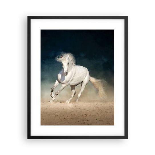 Obraz - Plakat - Wolność w stanie czystym - 40x50cm - Koń Zwierzę Biały - Foto Plakaty w ramie koloru czarnego do Salonu Sypialni ARTTOR ARTTOR