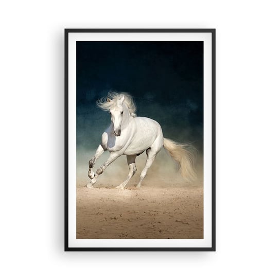 Obraz - Plakat - Wolność w stanie czystym - 61x91cm - Koń Zwierzę Biały - Foto Plakaty na ścianę w czarnej ramie - Plakat do Salonu Sypialni ARTTOR ARTTOR